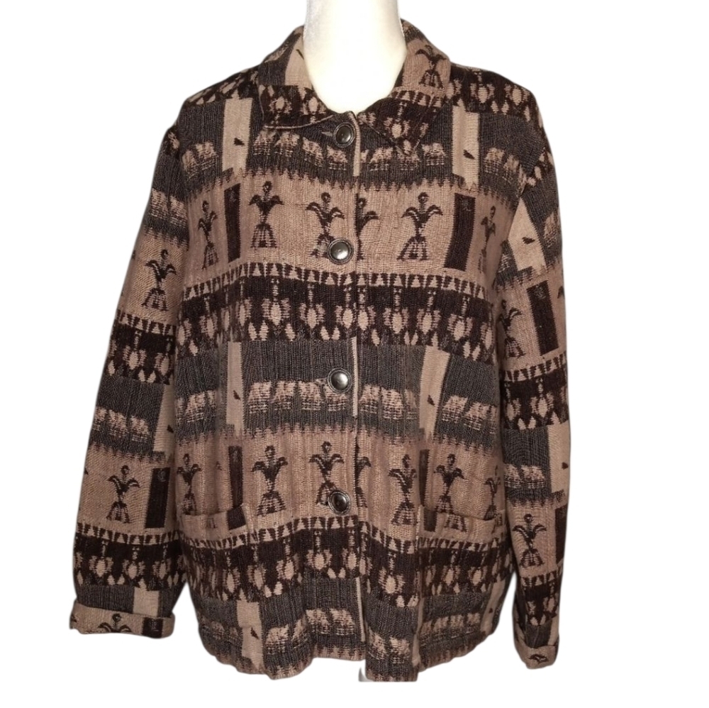 CHICO'S DESIGN Brown/Tan Blazer Sz 2